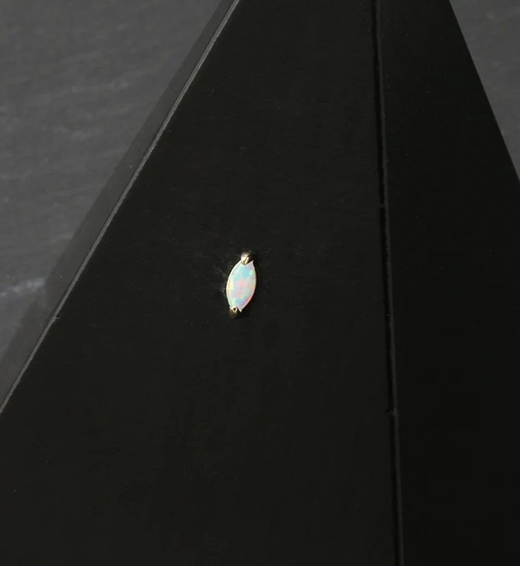 14kt Gold Ovate White Opalite Threadless Top - Image 2