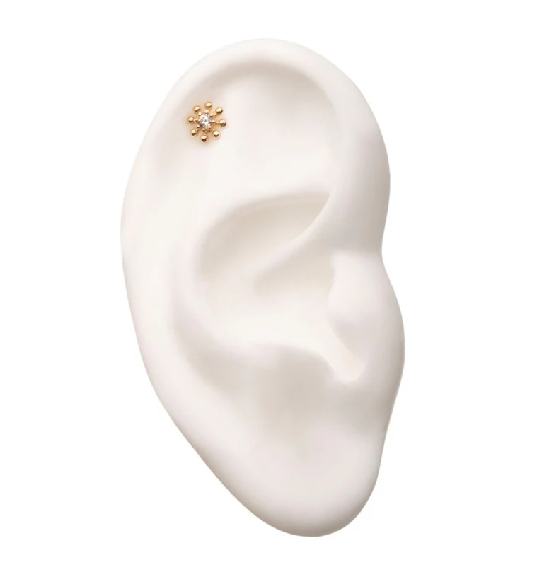 14kt Gold Particle Gem Threadless Top - Image 3