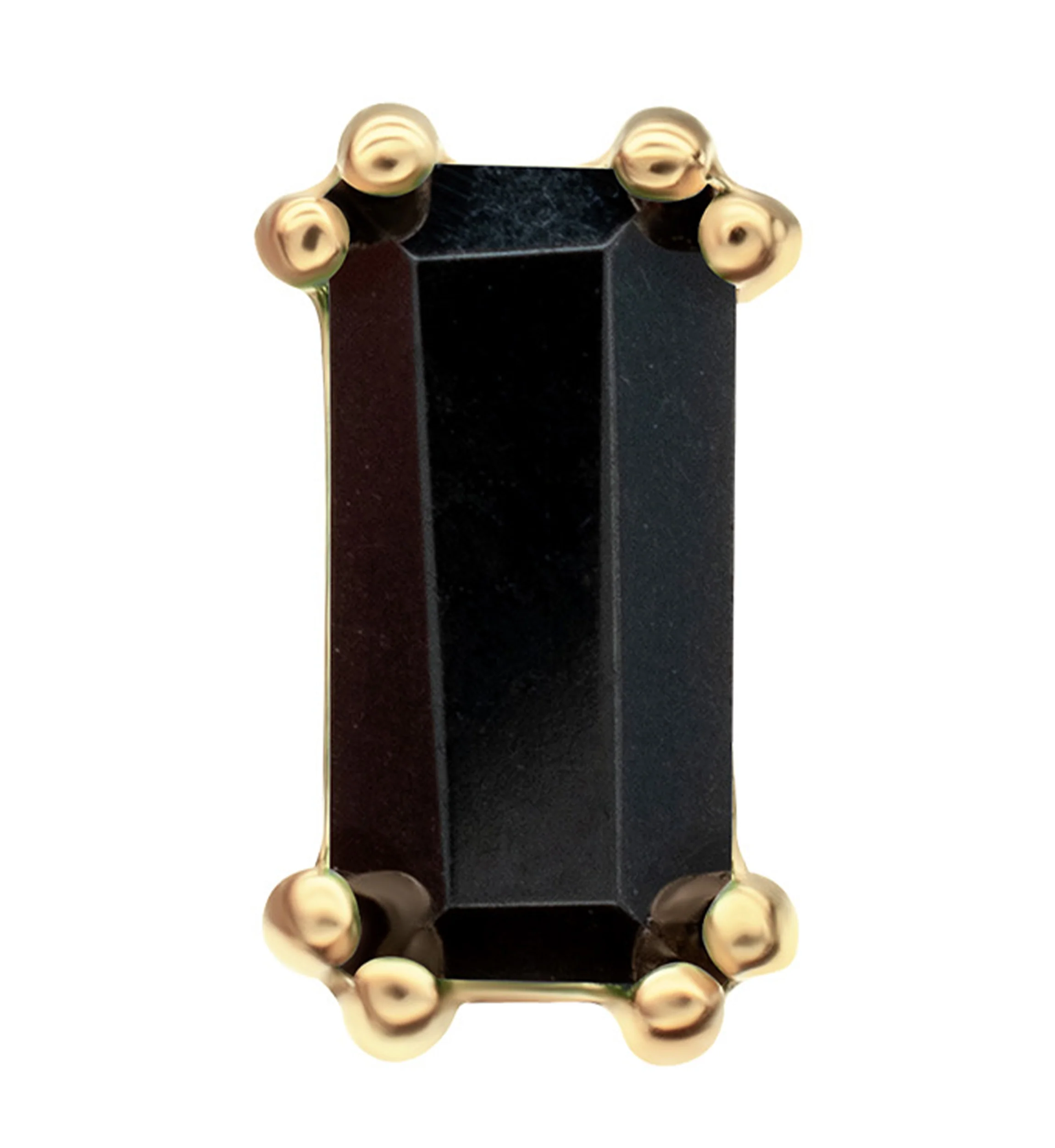 14kt Gold Rectangle Black CZ Threadless Top