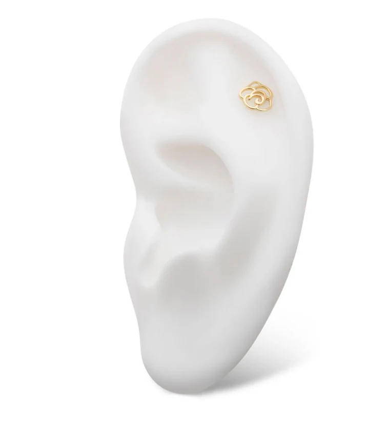 14kt Gold Rose Silhouette Threadless Top - Image 3