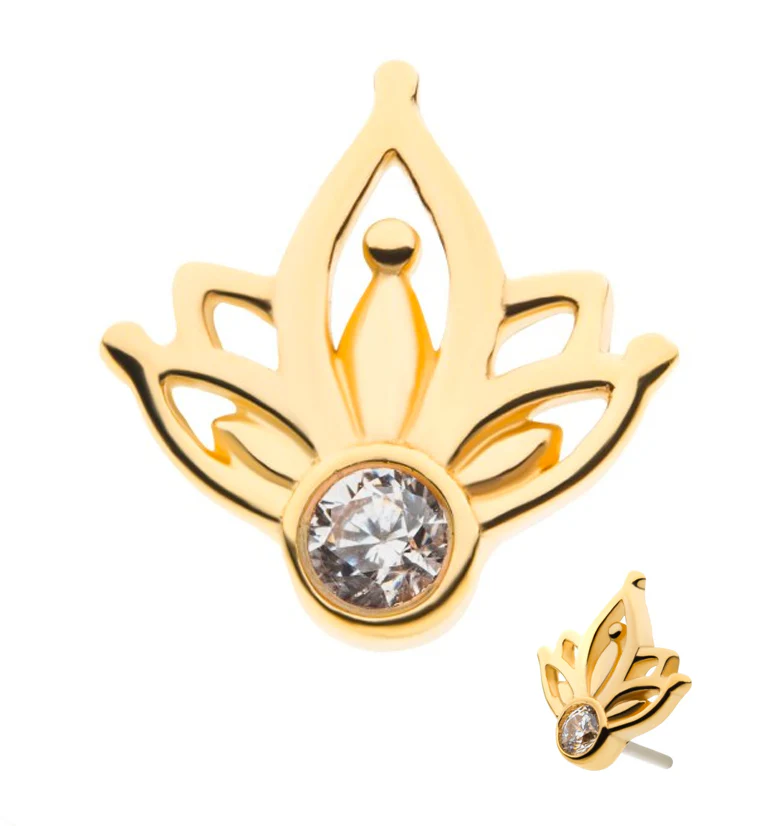 14kt Gold Sepal CZ Threadless Top