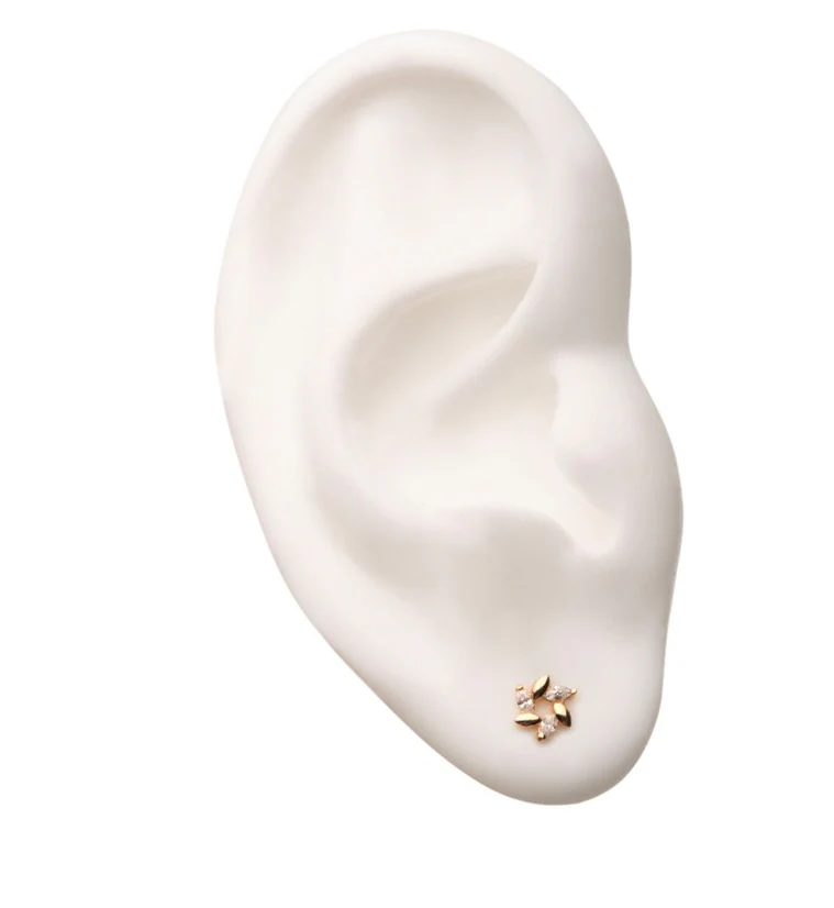 14kt Gold Spelt CZ Threadless Top - Image 3