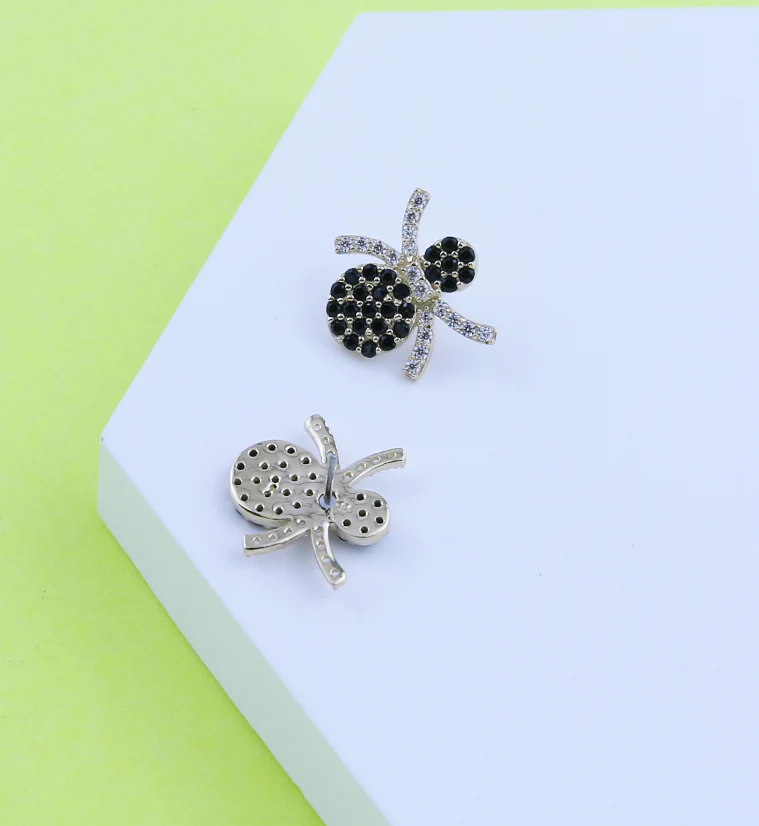 14kt Gold Spider Pave Black CZ Threadless Top - Image 2