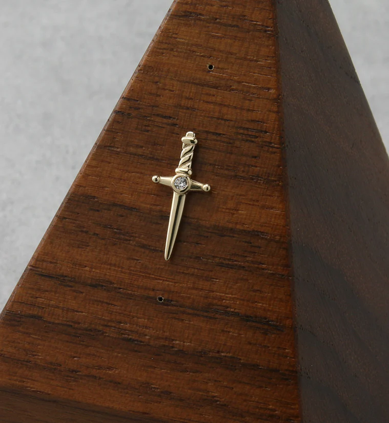 14kt Gold Dagger CZ Threadless Top - Image 2
