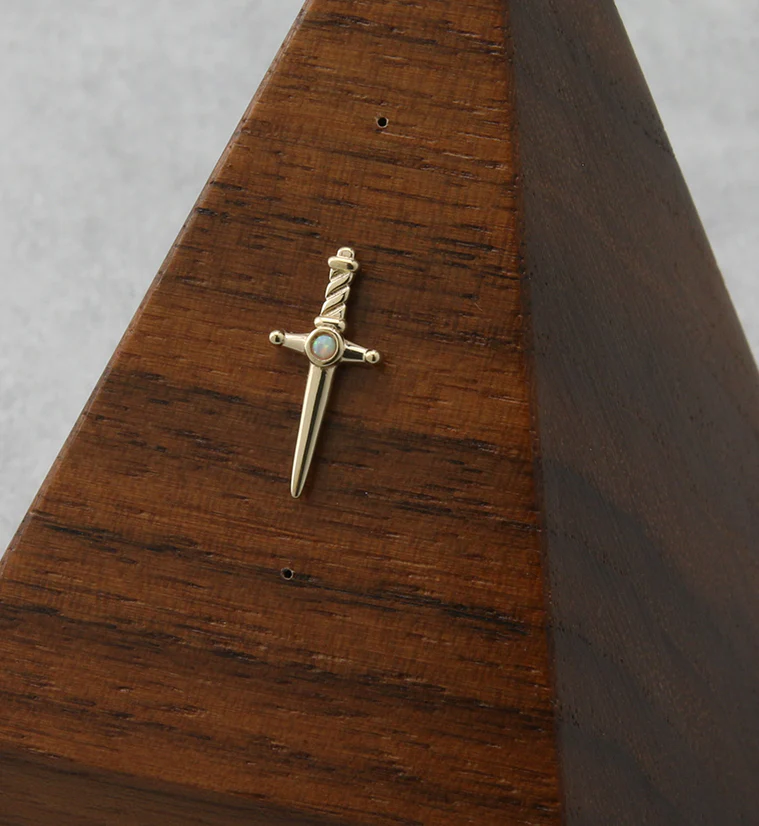 14kt Gold Dagger White Opalite Threadless Top - Image 2