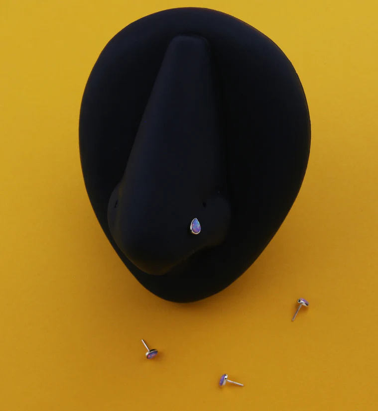 14kt Gold Teardrop Purple Opalite Threadless Top - Image 3