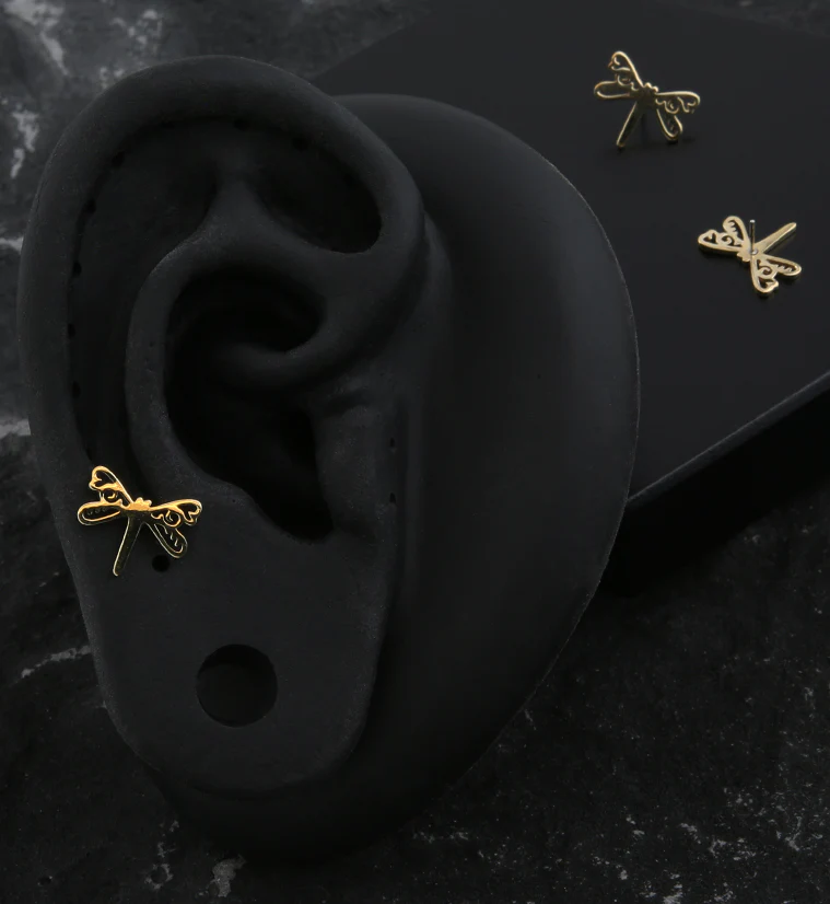 14kt Gold Trace Dragonfly Threadless Top - Image 2