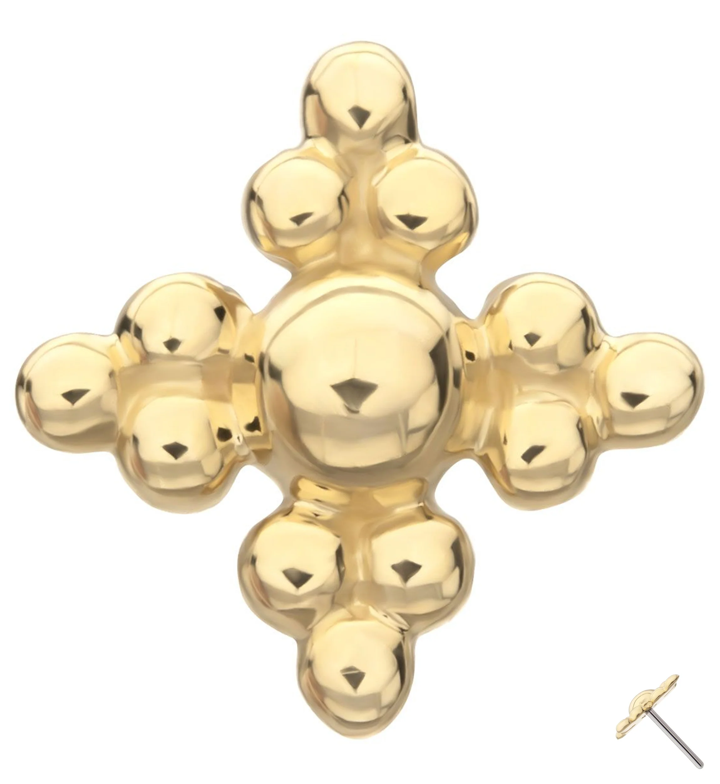 14kt Gold Triple Bead Quad Threadless Top