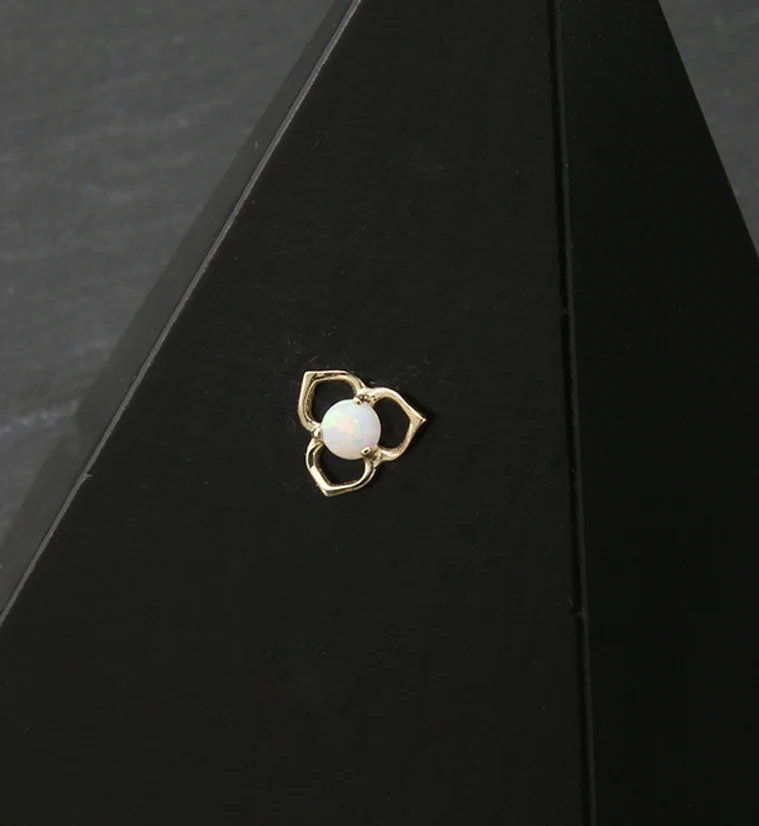 14kt Gold Tri Petal White Opalite Threadless Top - Image 2