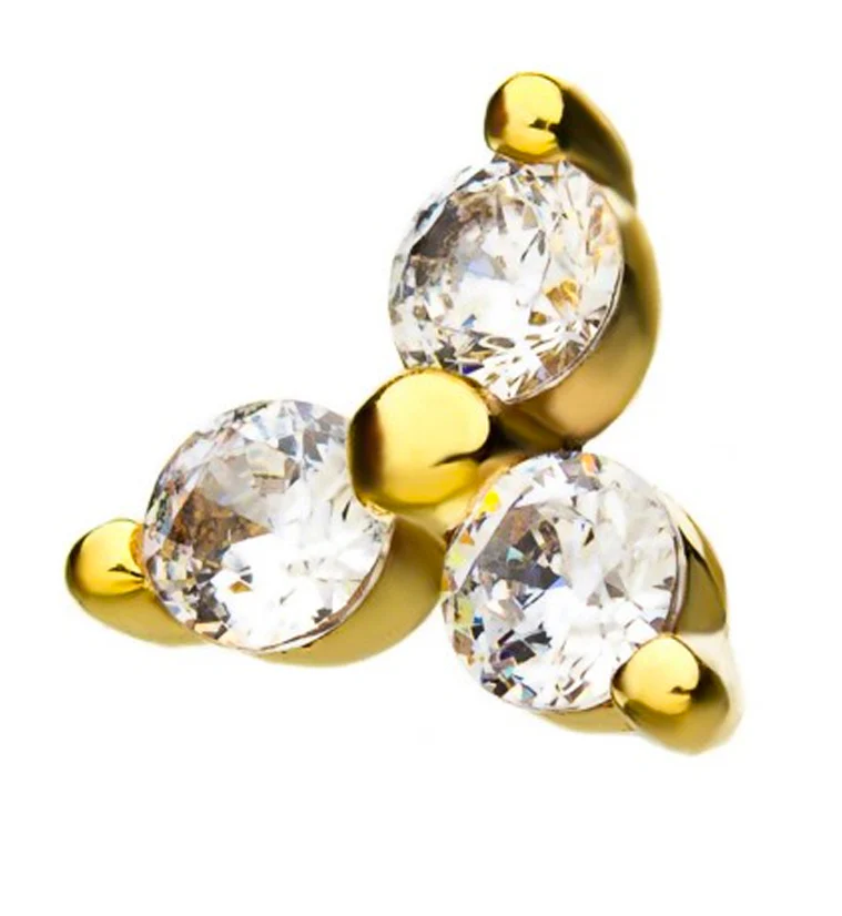 14kt Gold Trinity Flower CZ Threadless Top - Image 3