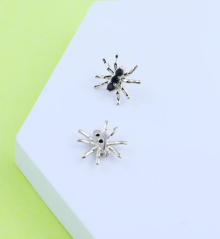 14kt Gold Triple Black CZ Spider Threadless Top - Image 2