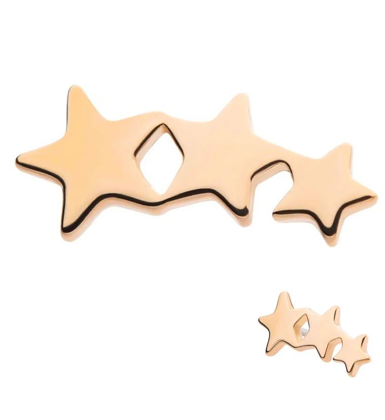 14kt Gold Triple Star Threadless Top