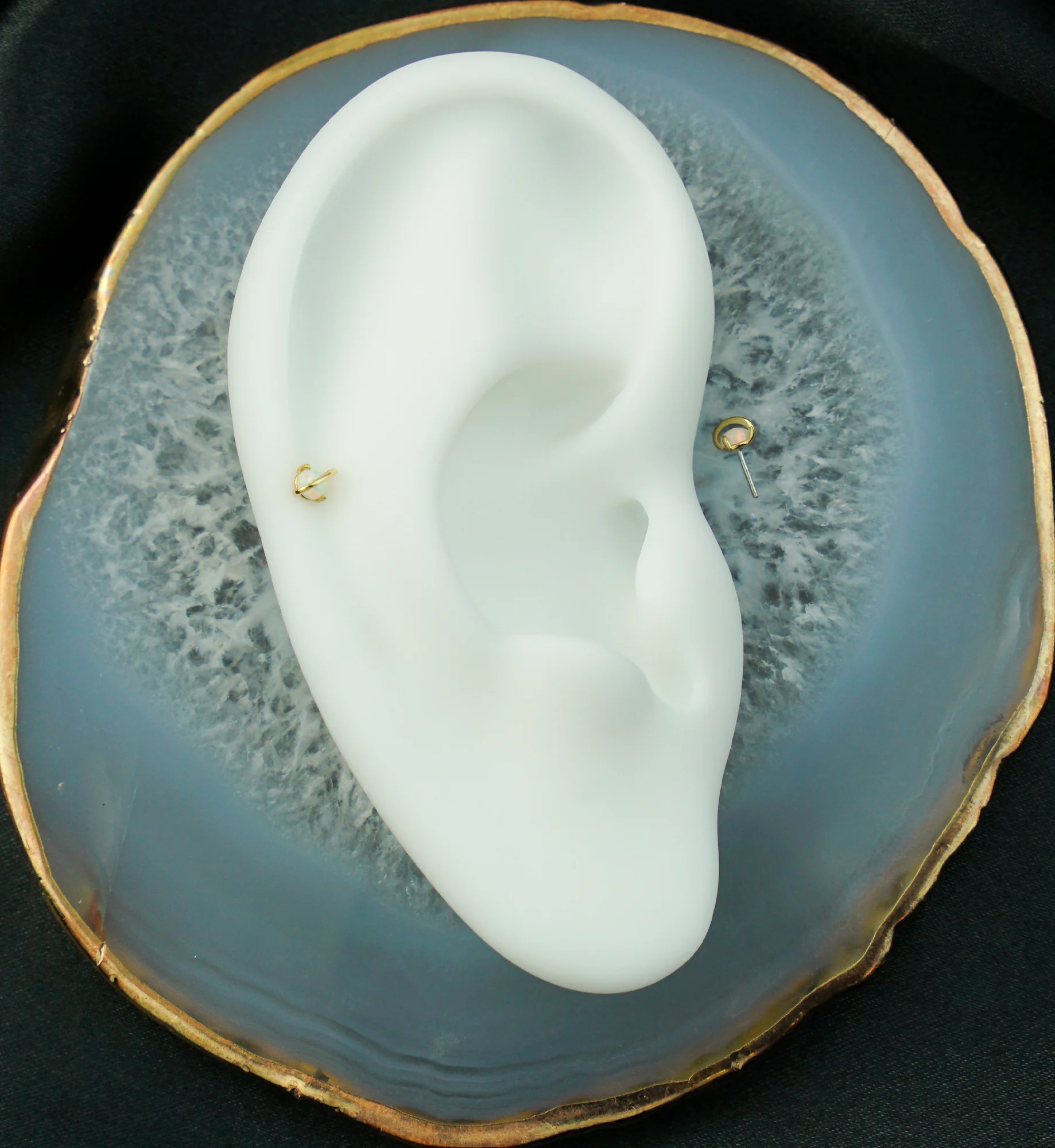 14kt Gold White Opalite Planet Threadless Top - Image 2
