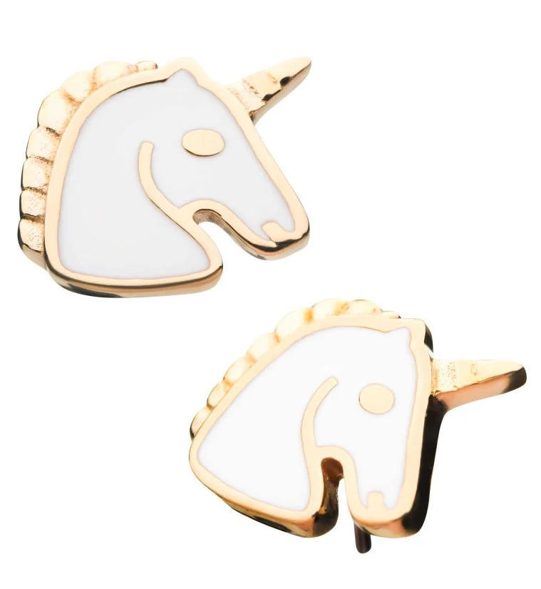 14kt Gold White Unicorn Threadless Top