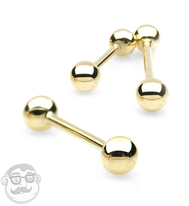 14kt Solid Gold Barbell - Image 2