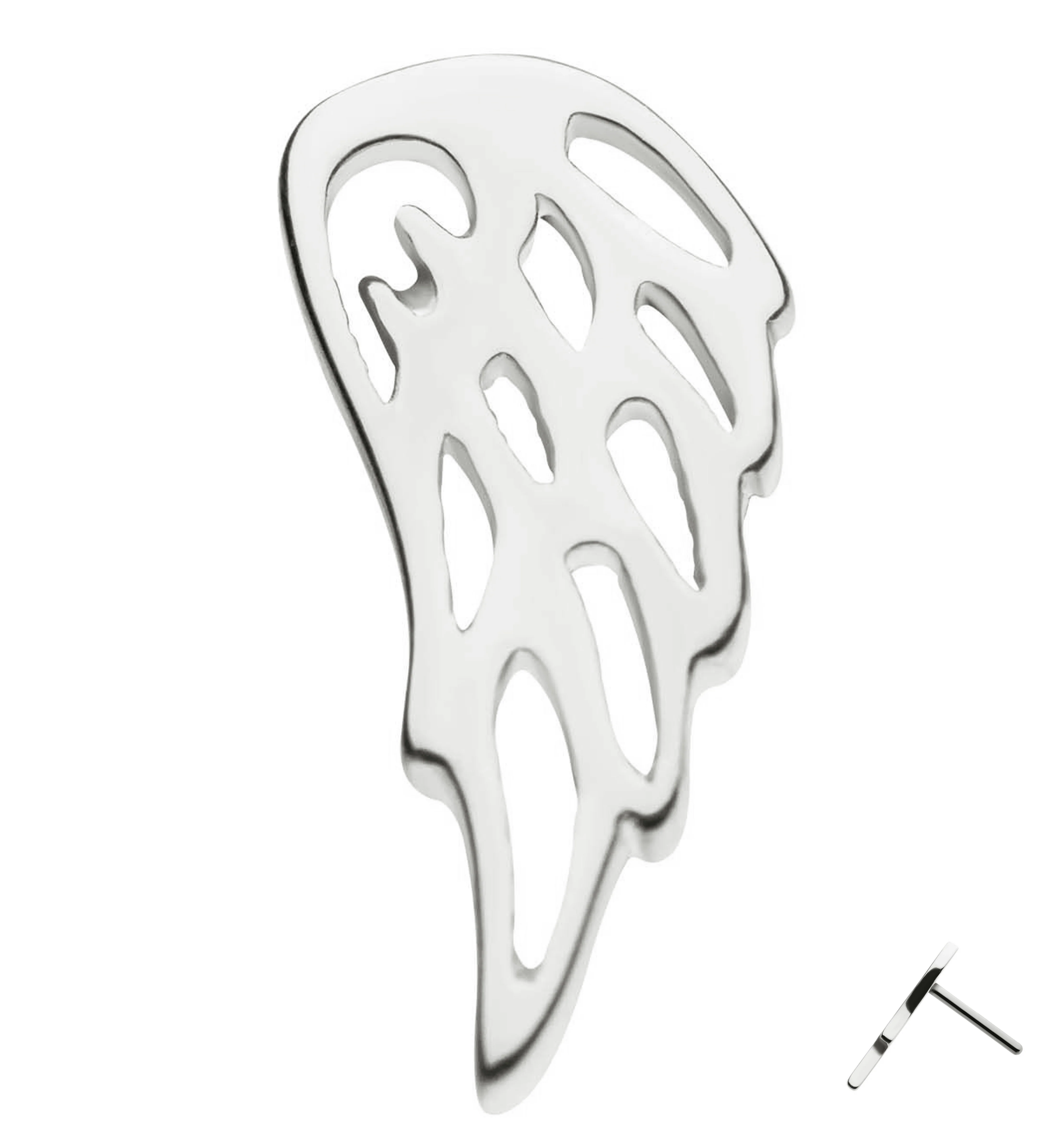 14kt White Gold Angel Wing Threadless Top (Left Ear)