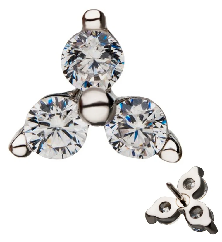 14kt White Gold Cluster CZ Threadless Top
