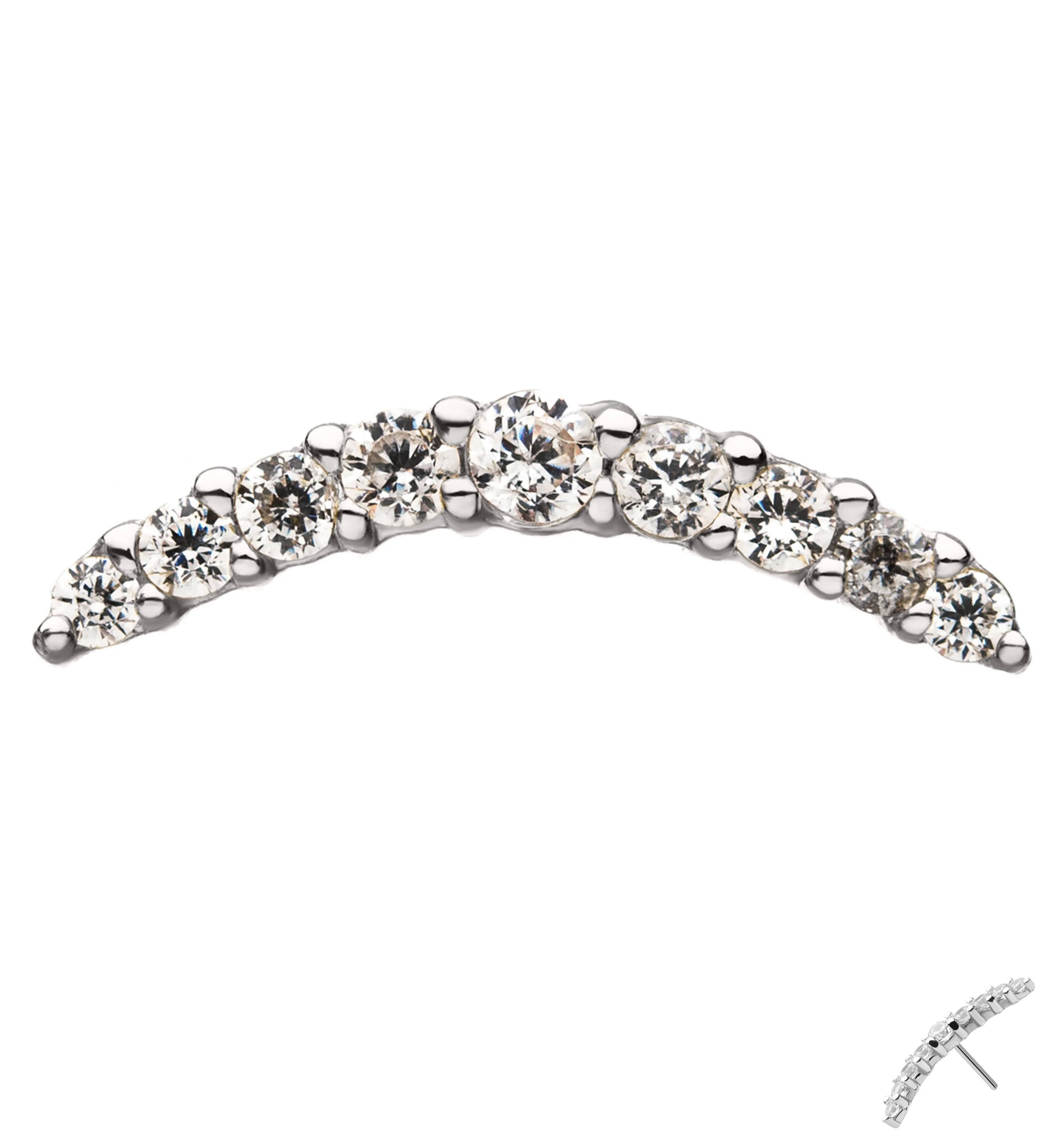 14kt White Gold Curved Prong Set CZ Threadless Top