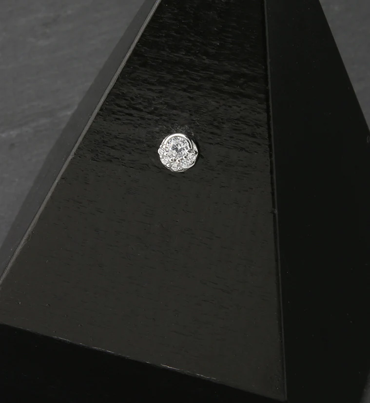 14kt White Gold Multi CZ Disk Threadless Top - Image 2