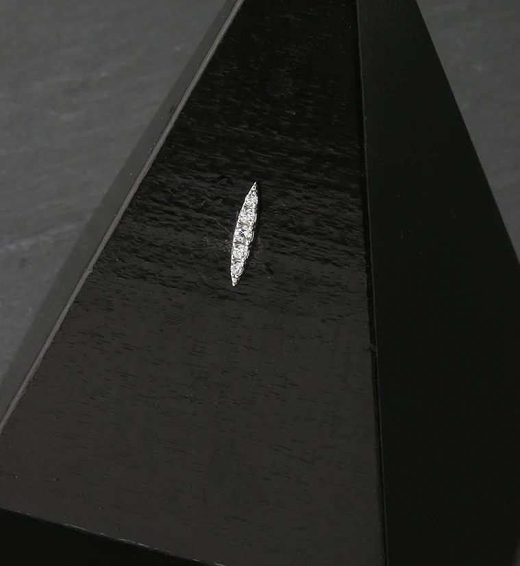 14kt White Gold Oblong CZ Threadless Top - Image 2