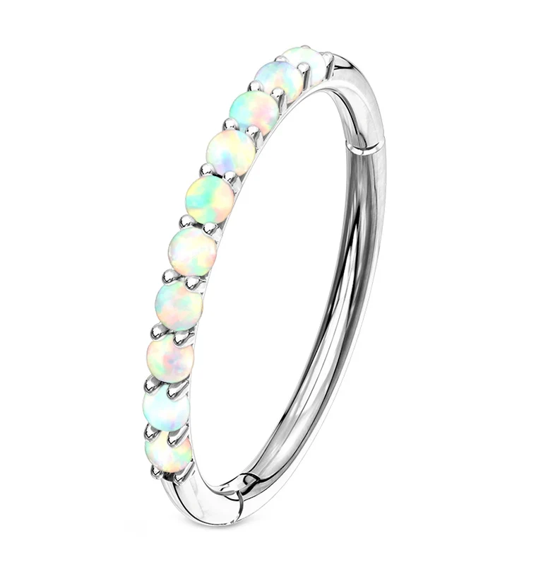 14kt White Gold Opalite Edge Hinged Segment Ring