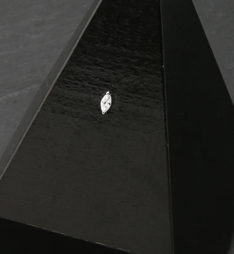 14kt White Gold Ovate CZ Threadless Top - Image 2
