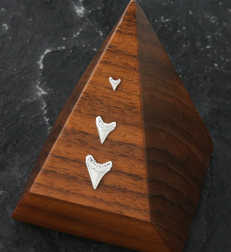 14kt White Gold Shark Tooth Threadless Top - Image 2