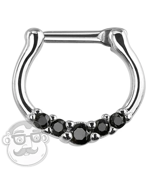 16G Black 5 Gem Septum Clicker
