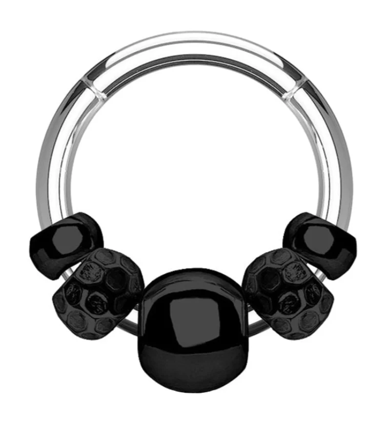 Black PVD Beaded Hinged Segment Ring