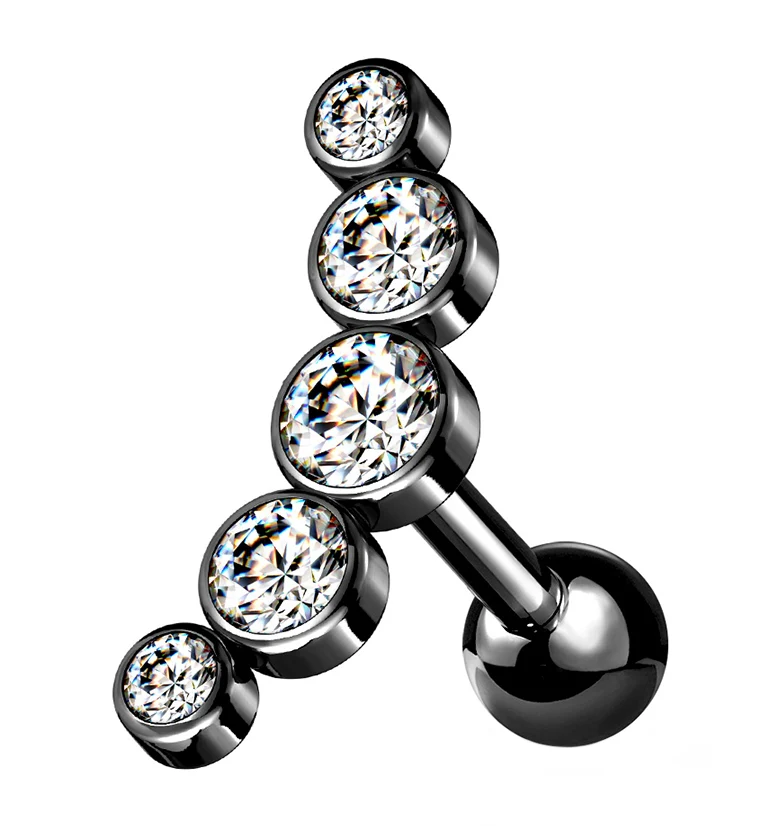 16G Black PVD Arc Gem Cartilage Barbell