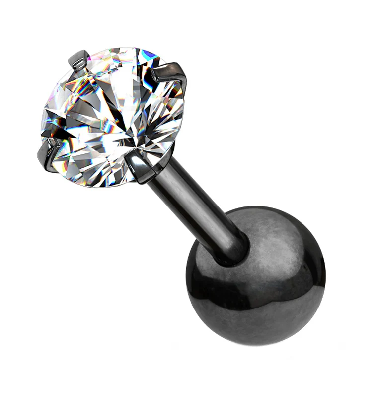 16G Black PVD CZ Top Cartilage Barbell