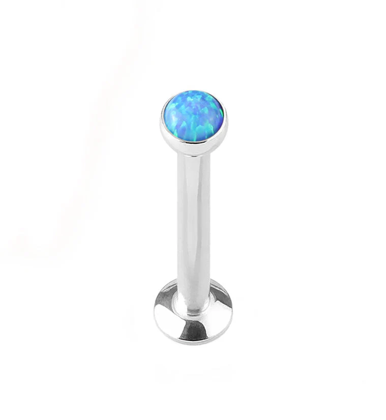 16G Blue Opalite Flat Back Internally Threaded Steel Post