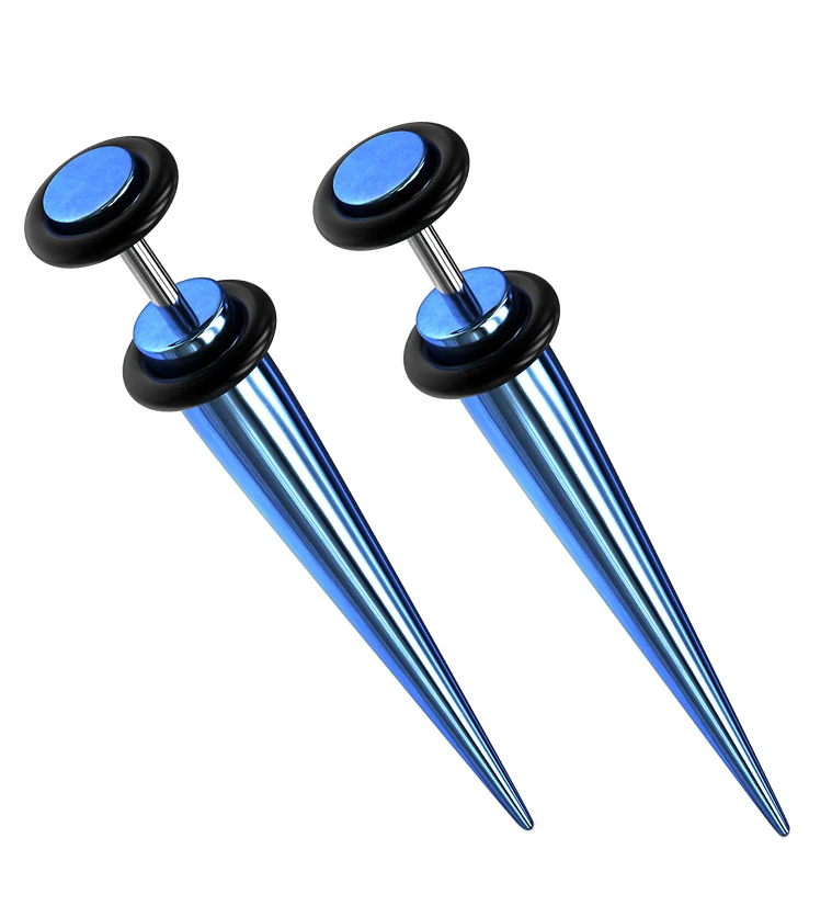 16G Blue PVD Stainless Steel Fake Tapers - Gauges