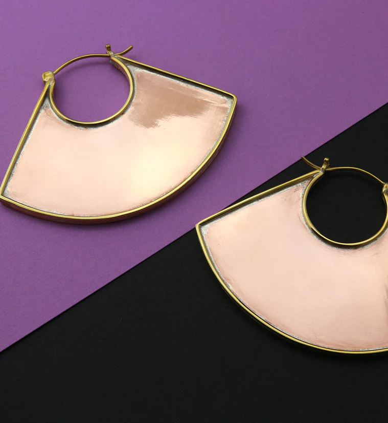 16G Buffer Copper & Brass Earrings - Image 2