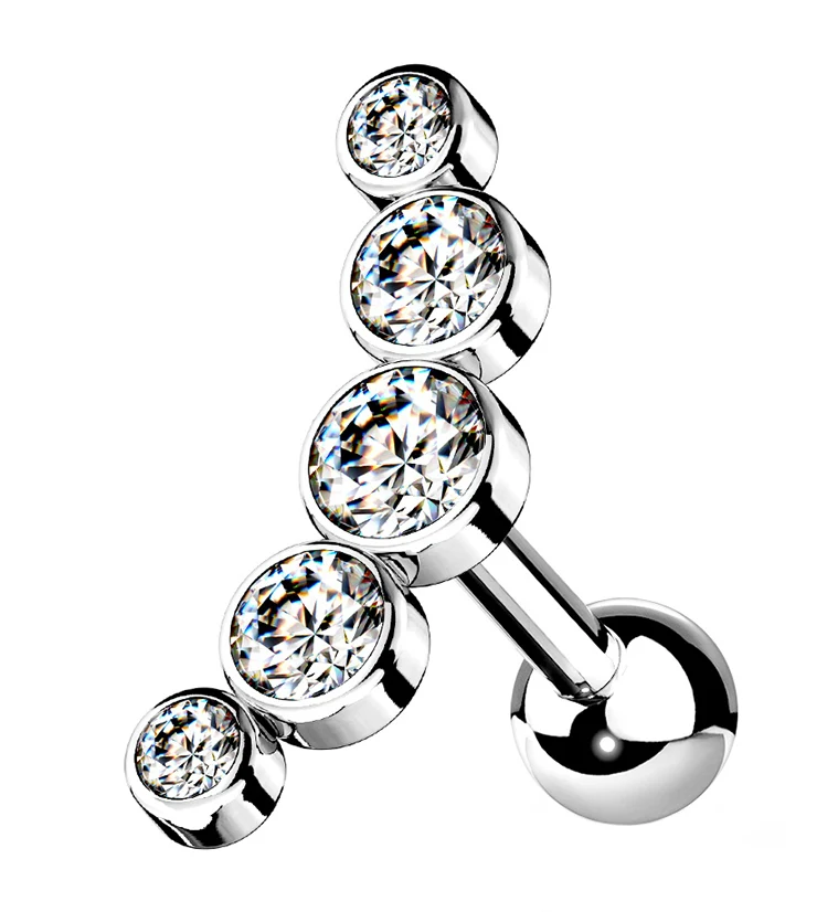 16G Clear Arc Gem Cartilage Barbell