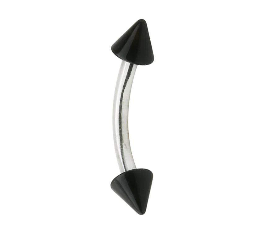 16G Clear Spiked Eyebrow Ring - Image 3