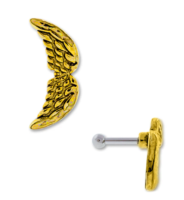16G Gold PVD Angel Wing Tragus - Cartilage Barbell