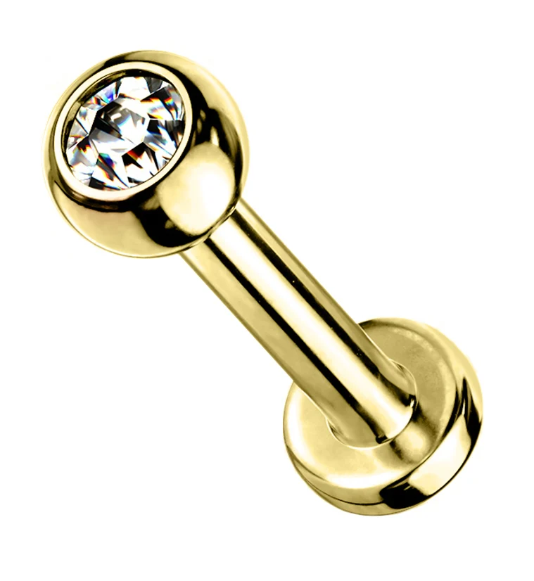 Gold PVD CZ Titanium Labret