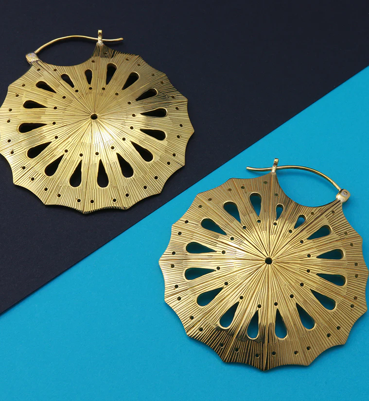16G Gritty Brass Earrings - Image 4