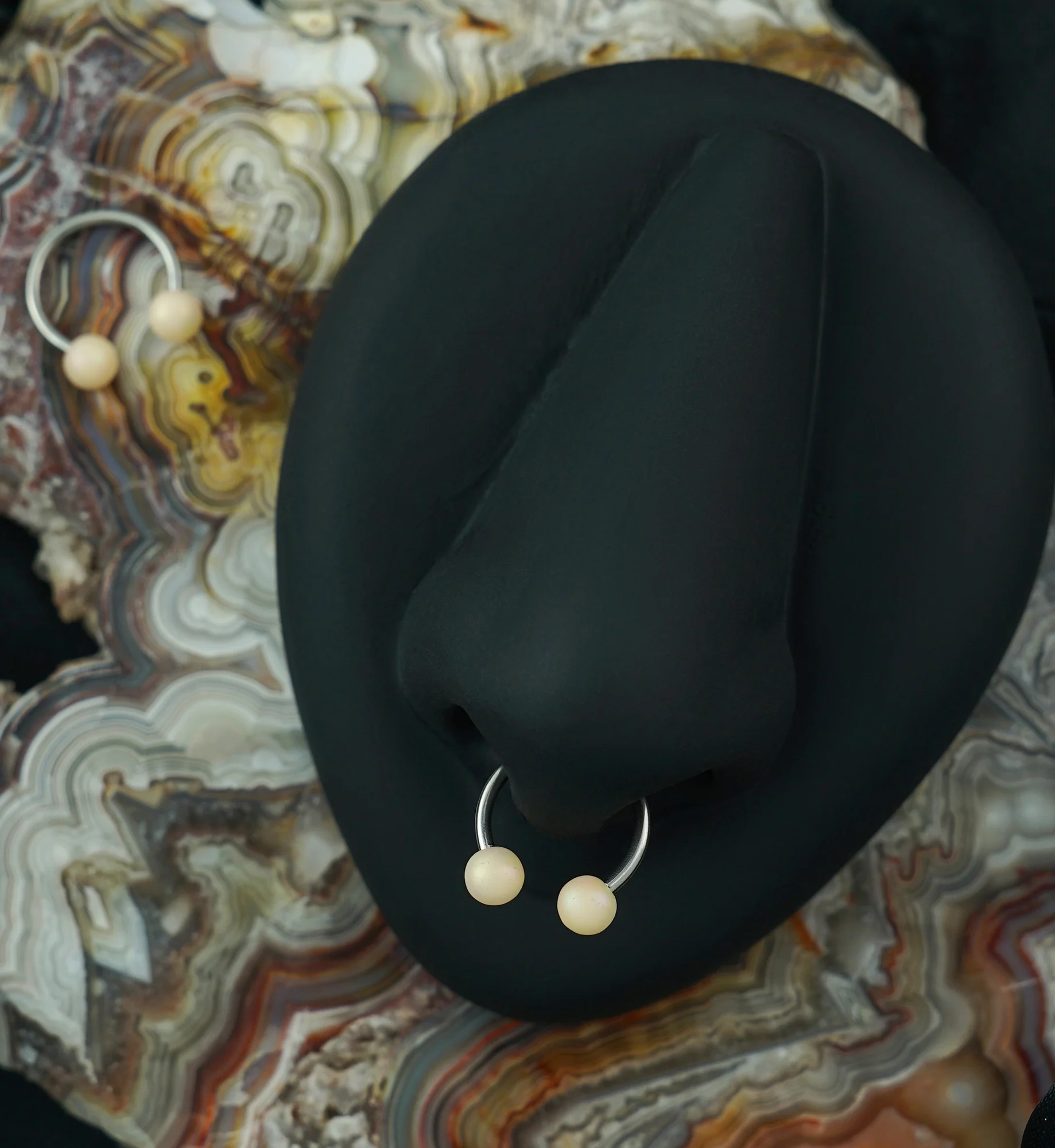 Matte Peach Stainless Steel Circular Barbell - Image 2