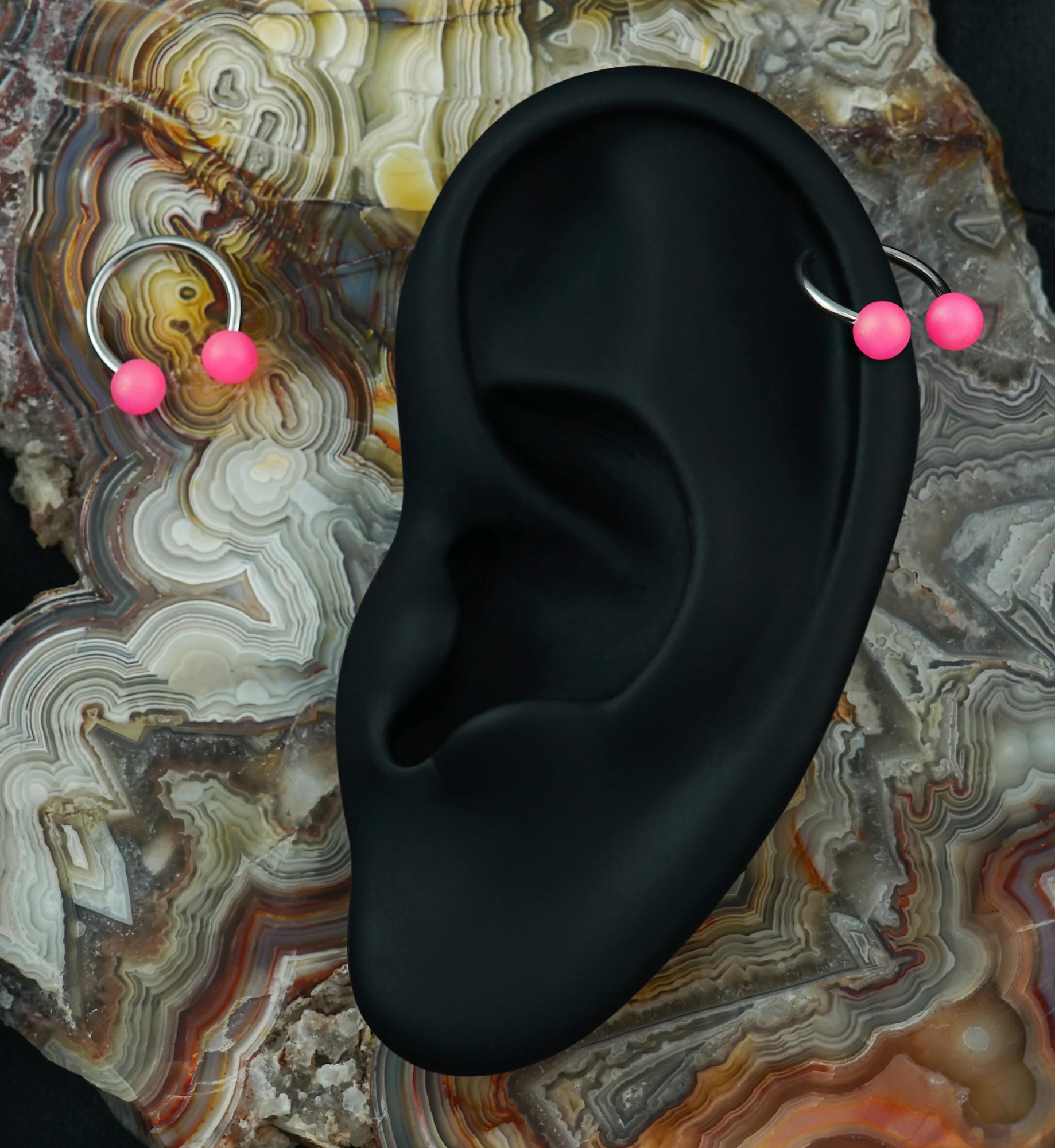 Matte Pink Stainless Steel Circular Barbell - Image 3