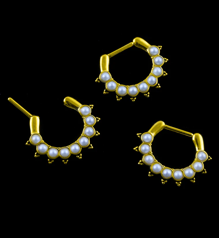 Pin Pearl Gold PVD Septum Clicker