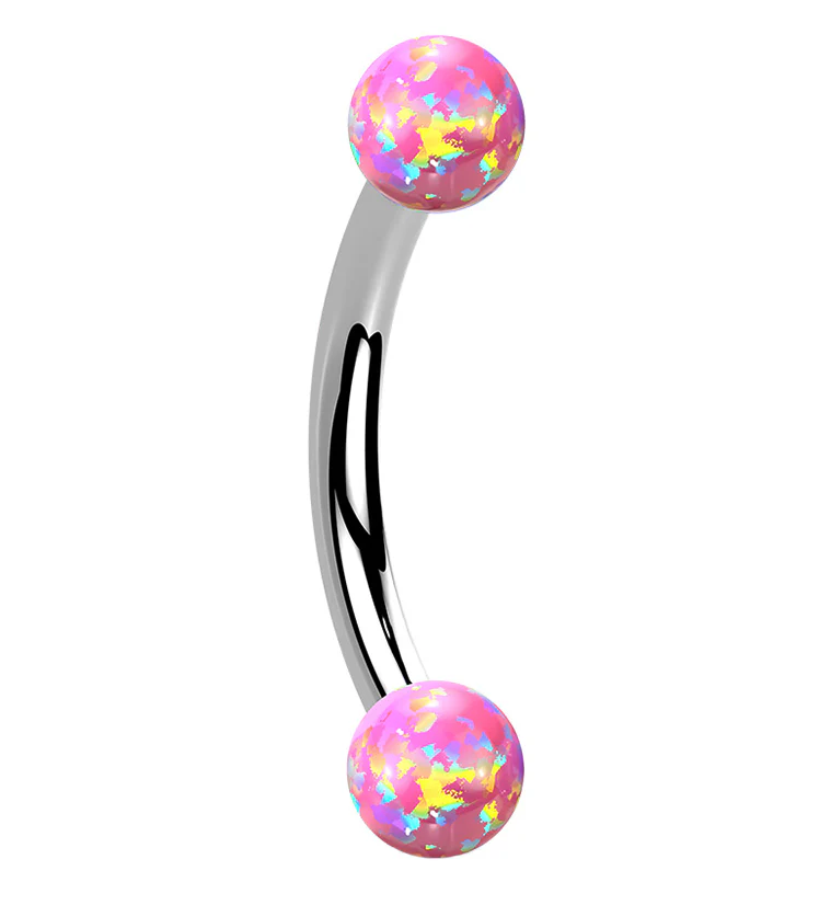 Pink Opalite Internally Threaded Curved Barbell