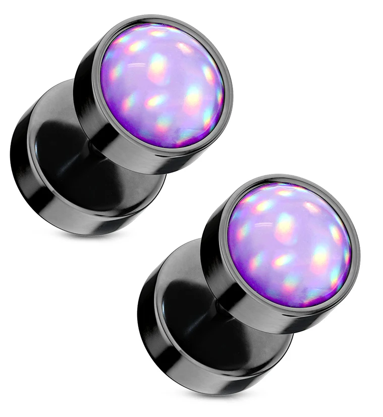 16G Purple Escent Black PVD Stainless Steel Fake Plugs - Gauges