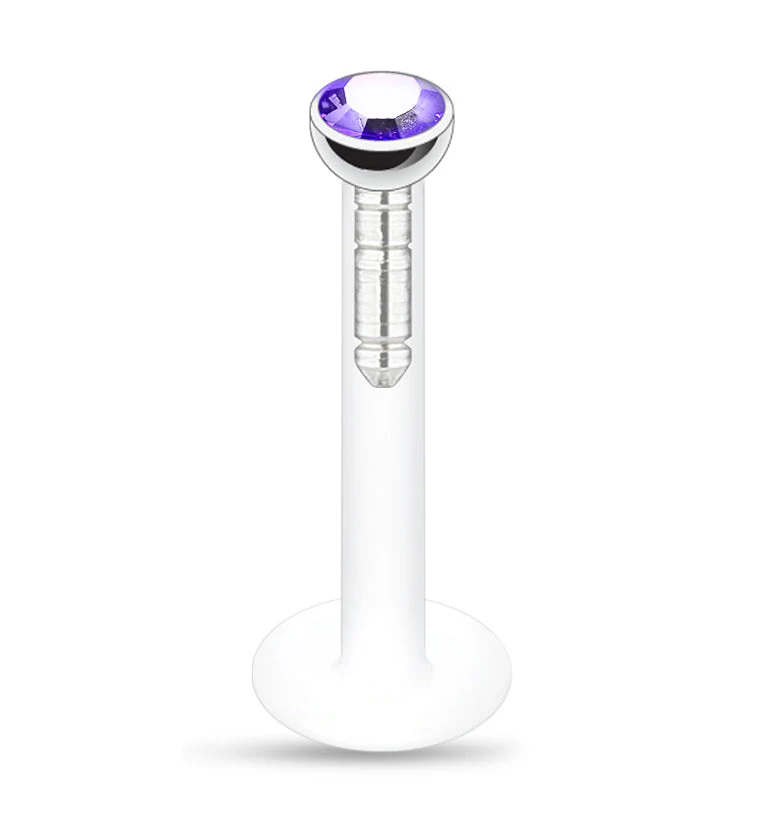 Push Top Tanzanite CZ Labret
