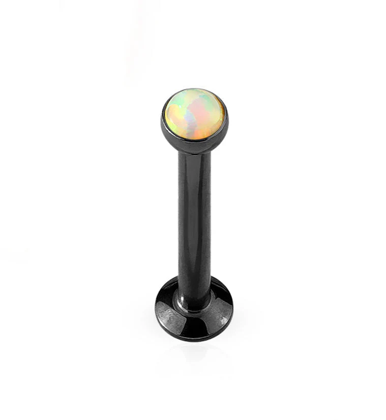 16G PVD Black Opalite Flat Back Internally Threaded Post