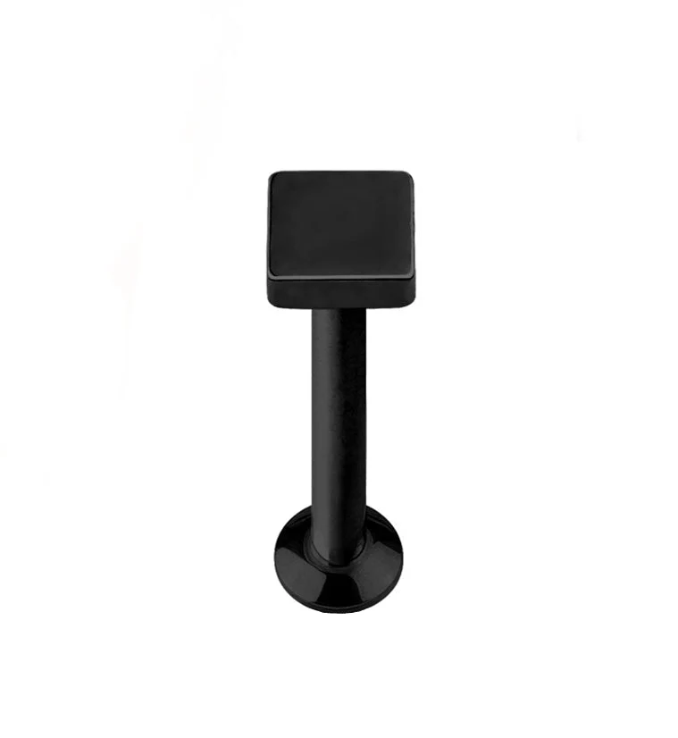 16G PVD Black Square Top Internally Threaded Flat Back Steel Post