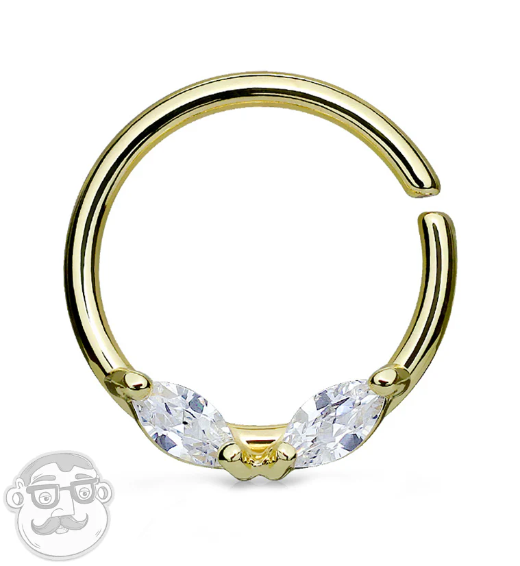 16G PVD Gold Chichi CZ Steel Hoop Ring