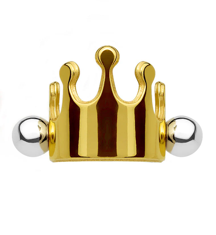 16G PVD Gold Crown Helix - Cartilage Barbell