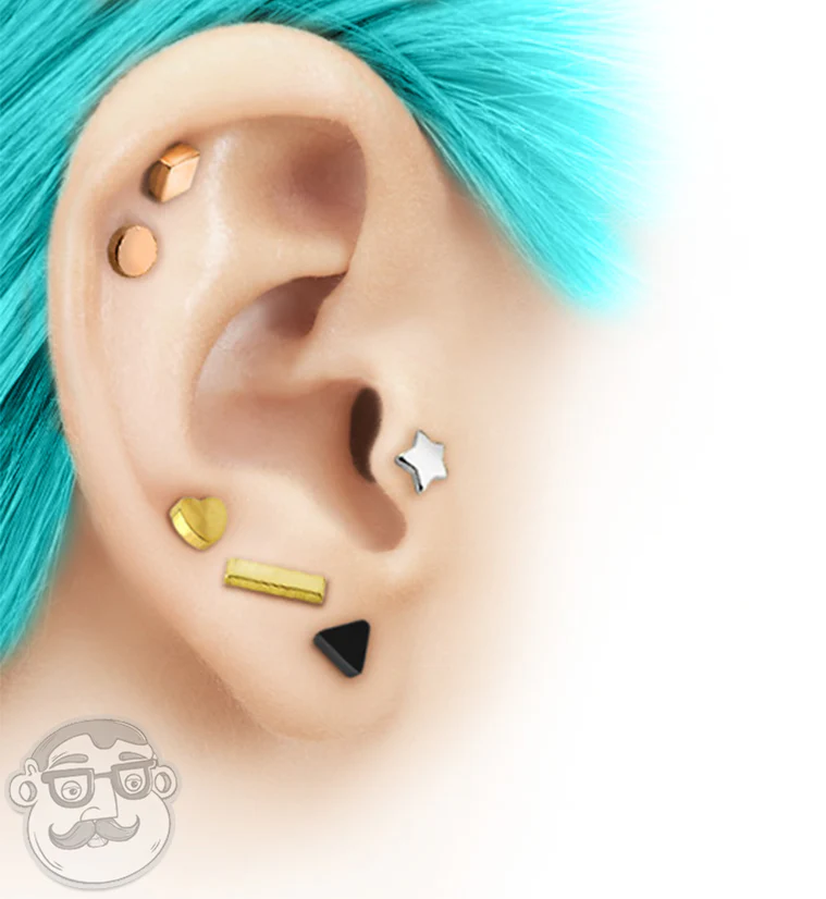 16G PVD Gold Medium Bar Internally Threaded Flat Back Steel Post - Image 2